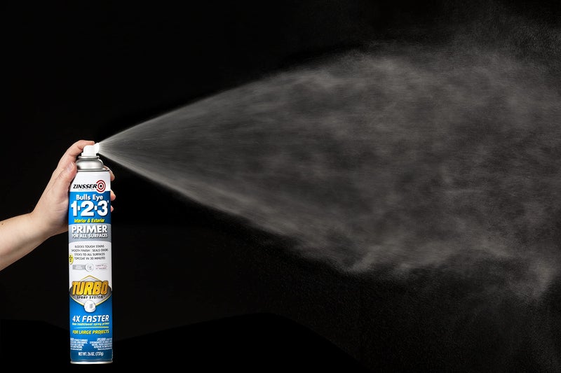 26 oz Zinsser 343748 Gray Bulls Eye 1-2-3 Interior and Exterior Primer Turbo Spray